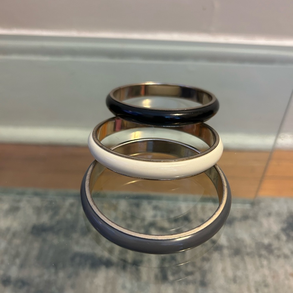 Set of Three Black, White, and Gray Bangles